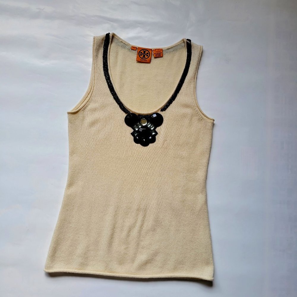 TORY BURCH CASHMERE EMBELISHED WOMENS SWEATER SIZE XS